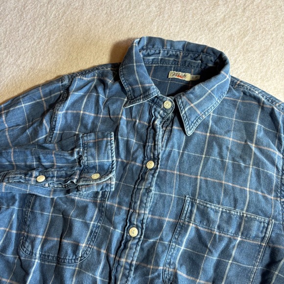 Faherty Tops - Faherty Women's Blue Plaid Long Sleeve Button Up‎ Shirt Size S